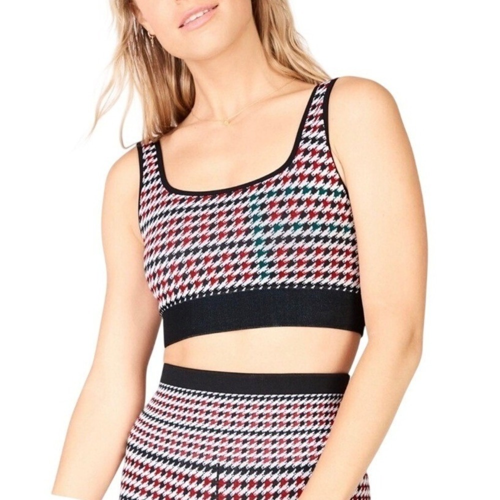 Fabletics Womens Seamless Sports Bra‎ Houndstooth Knit Fitness Yoga Pilates M